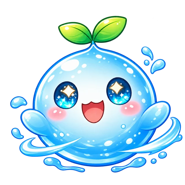 双葉とキラキラした青い目がかわいい、みずくるくん